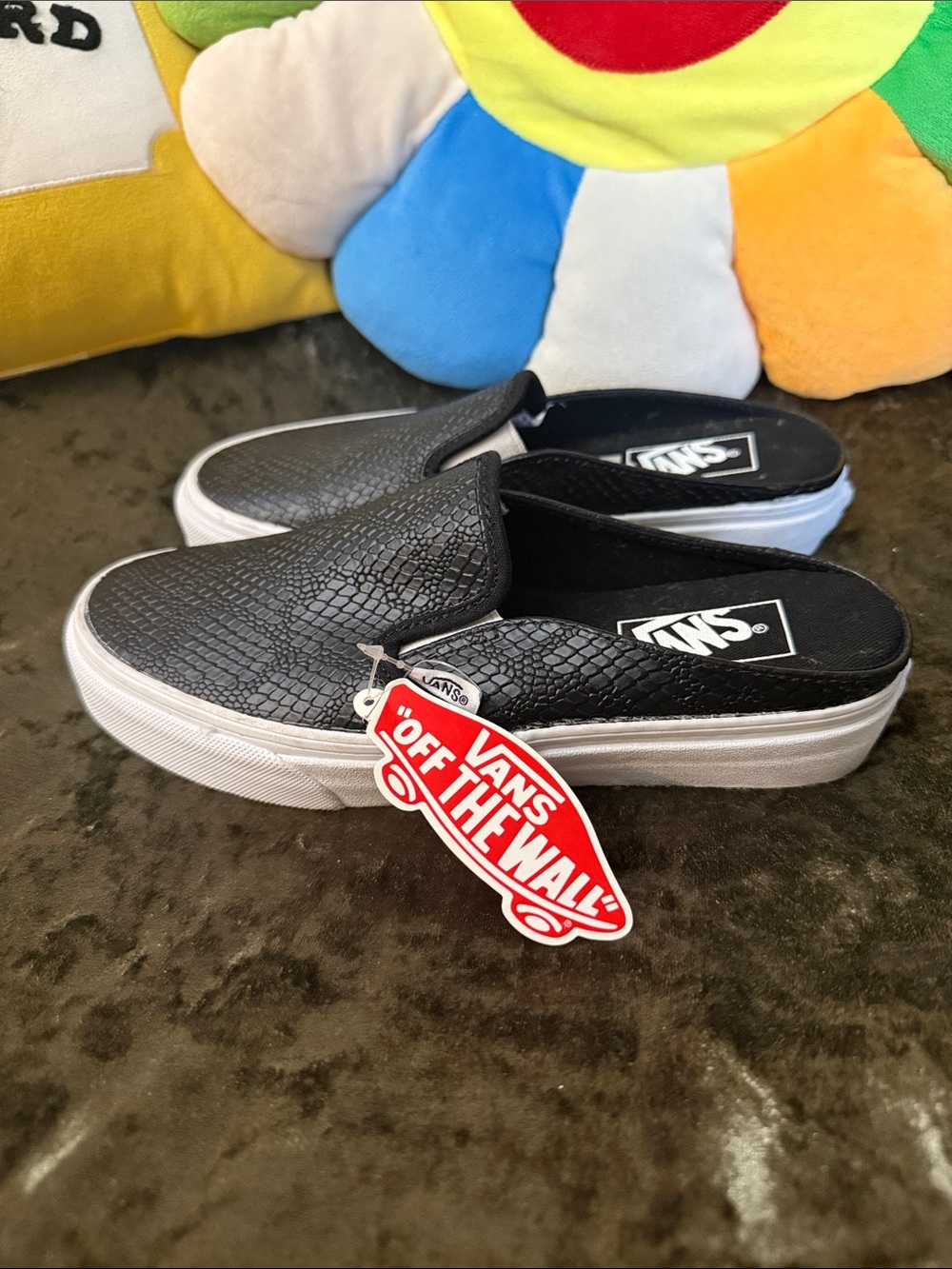 Vans Snake Embossed Leather slip on Mules NWOT size 7